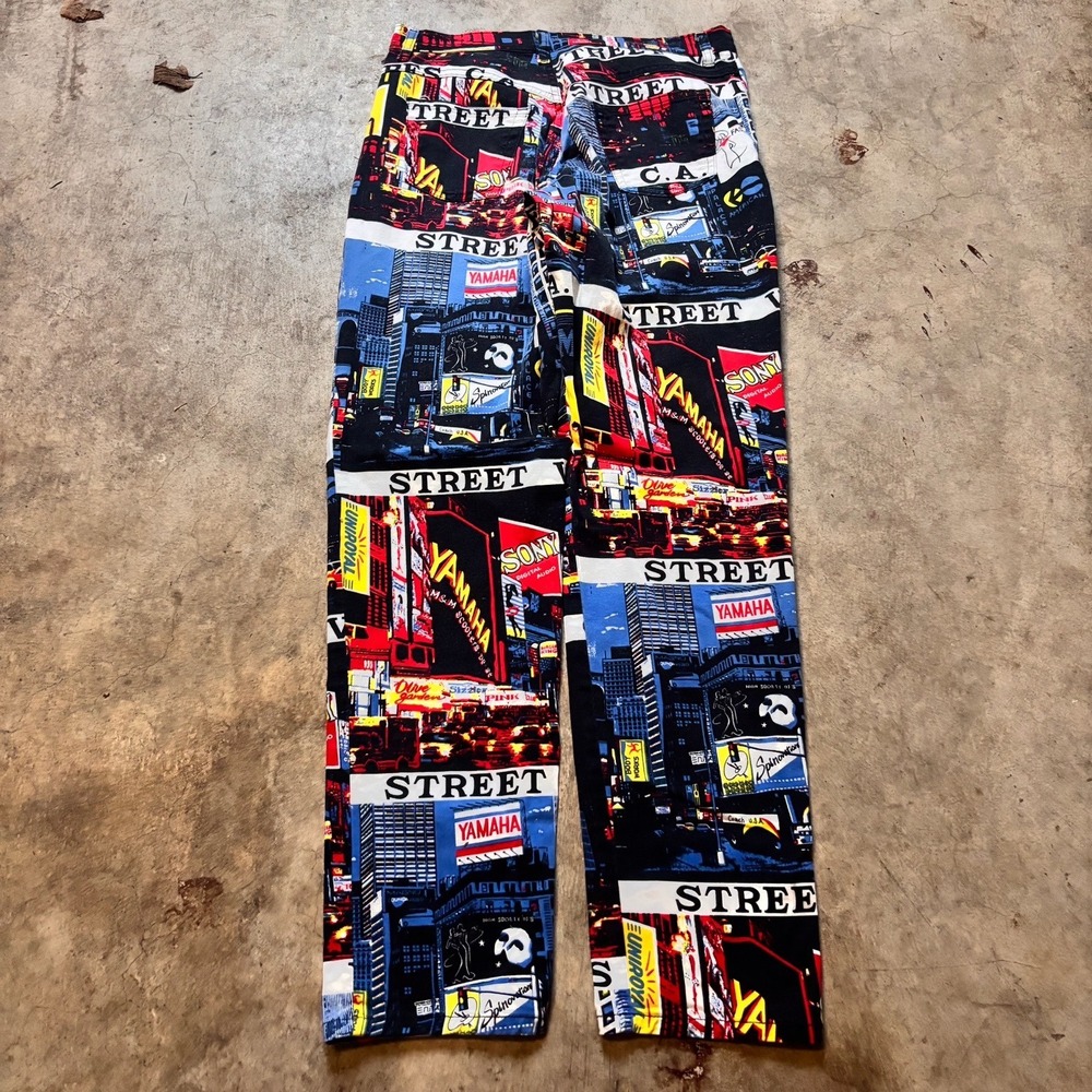 1980s Rare Street Vibes Times Square NYC Graphic Pants Vintage 28 - Picture 4 of 7